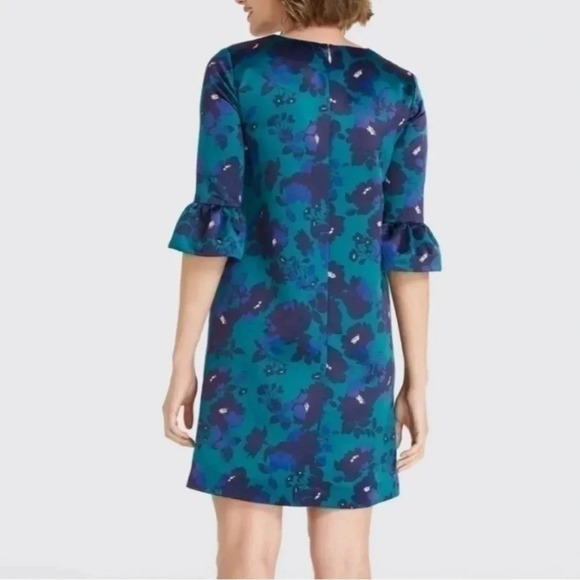 NWT Draper‎ James Cutout Floral A-Line Dress Womens 6 Teal and Navy 100% Poly - Picture 7 of 11